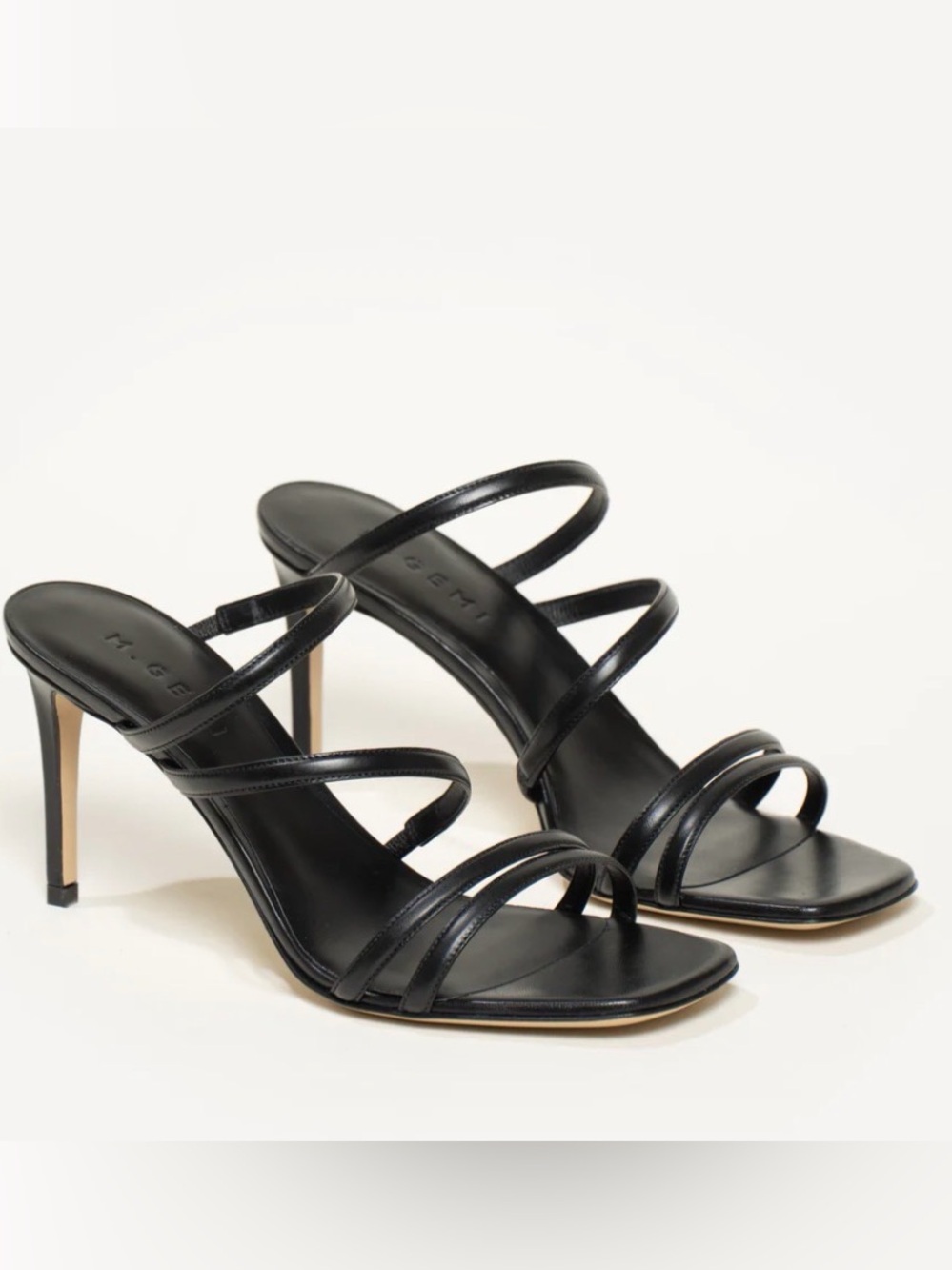 M.Gemi The Domitilla black Italian leather stiletto sandals 37.5 minimalist